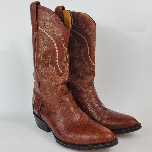 African Shoes - African Vintage Exotic Brown Leather Boots Size 9